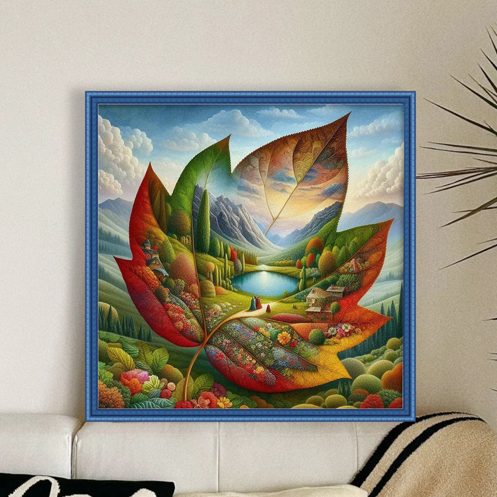 Leaf Silhouette - Autumn - 11CT Stamped Cross Stitch 40*40CM