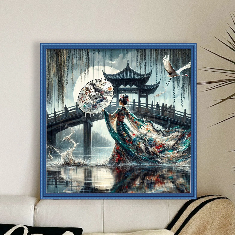 Japanese Beauty - 11CT Stamped Cross Stitch 40*40CM