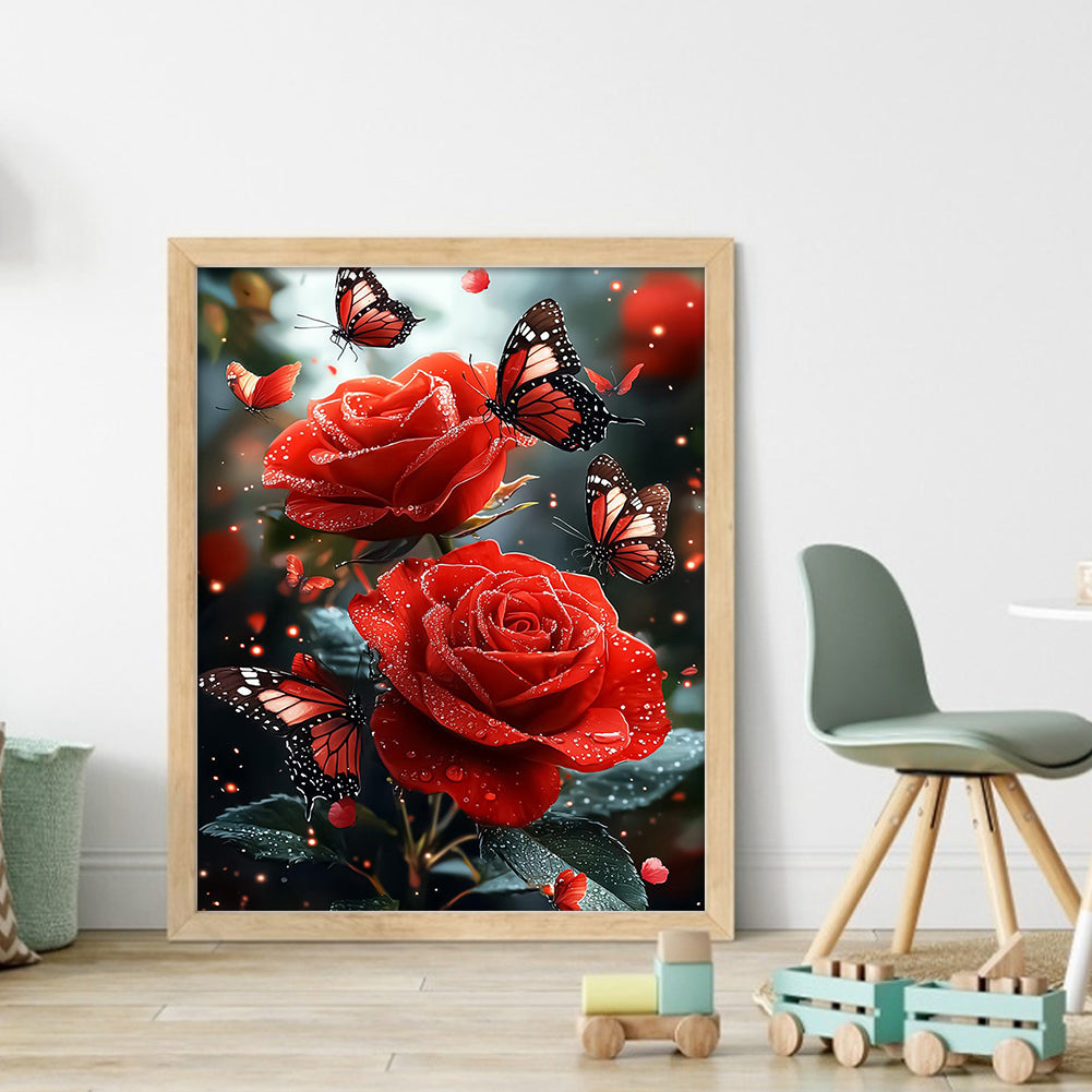 Butterfly Roses - 11CT Stamped Cross Stitch 40*50CM