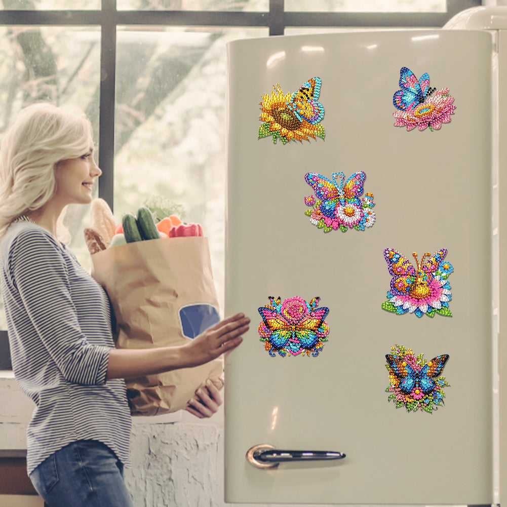 6Pcs Diamond Painting Refrigerator Magnets Diamond Art Kits for Adults Beginners
