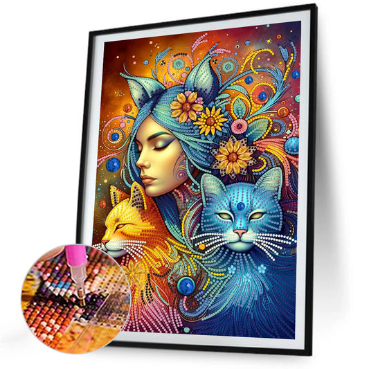 Cat Woman - Special Shaped Drill Diamond Painting 30*40CM