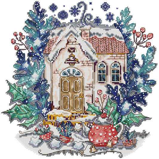 Winter Teapot - 14CT Stamped Cross Stitch 33*33CM(Joy Sunday)
