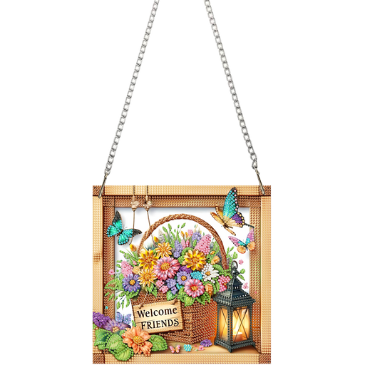 Acrylic 2D Flat DIY Hanging Diamond Art Kits Special Shape Wall Door Decoration