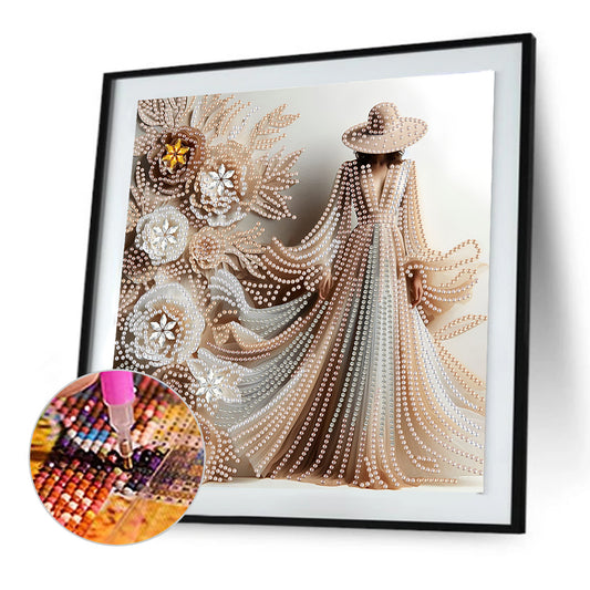 Elegant Lady With Top Hat - Special Shaped Drill Diamond Painting 30*30CM