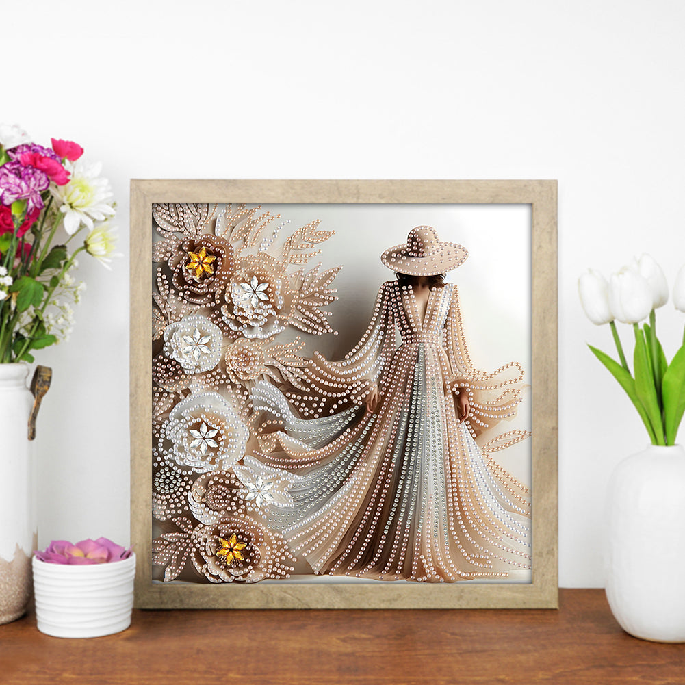 Elegant Lady With Top Hat - Special Shaped Drill Diamond Painting 30*30CM