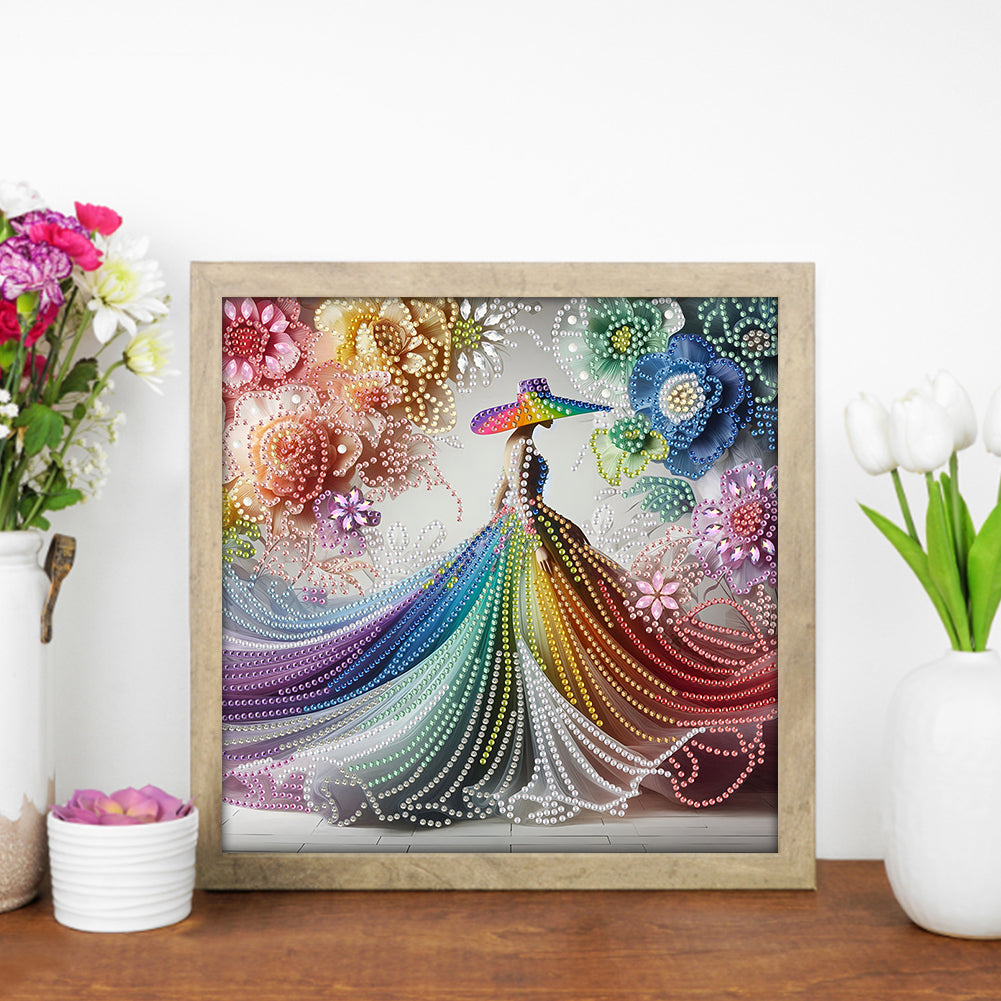 Elegant Lady With Top Hat - Special Shaped Drill Diamond Painting 30*30CM