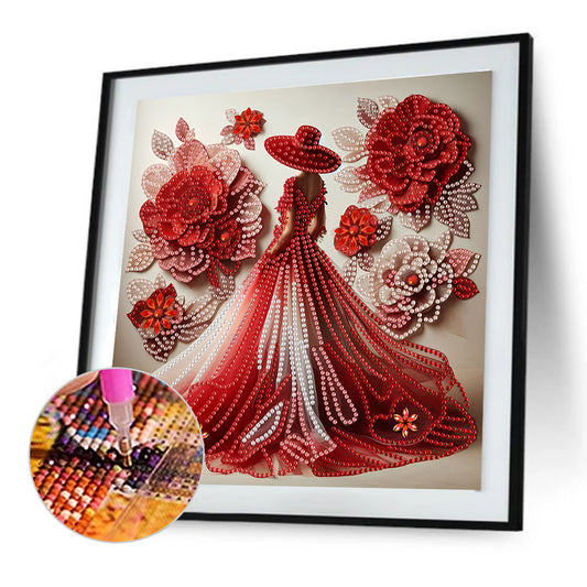 Elegant Lady With Top Hat - Special Shaped Drill Diamond Painting 30*30CM