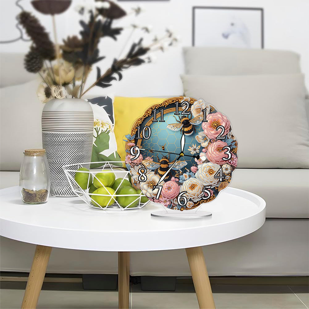 Acrylic Special Shape Flower Bird DIY Crystal Diamond Clock for Adults Beginners