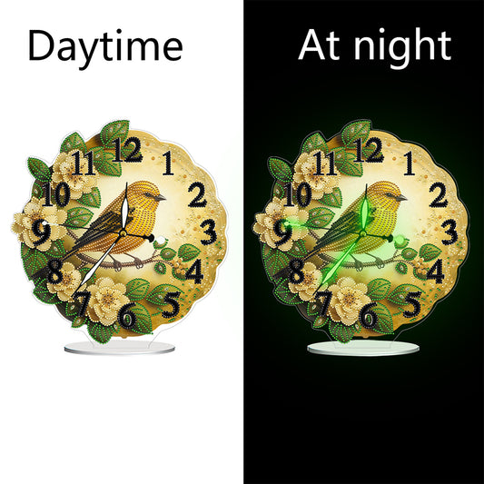 Acrylic Special Shape Flower Bird DIY Crystal Diamond Clock for Adults Beginners