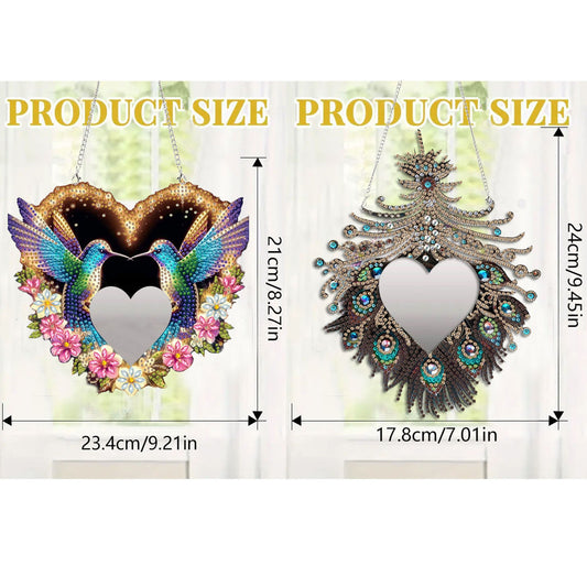 2D Flat DIY Diamond Art Mirror Pendant Diamond Painting Set Wall Door Decoration