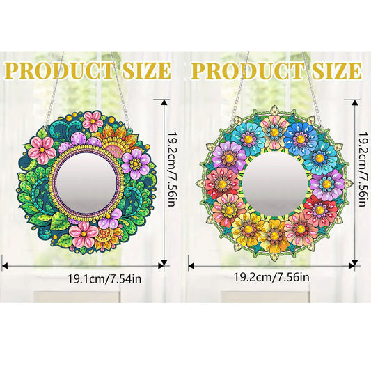 2D Flat DIY Diamond Art Mirror Pendant Diamond Painting Set Wall Door Decoration