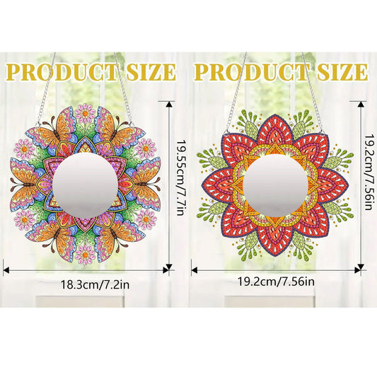 2D Flat DIY Diamond Art Mirror Pendant Diamond Painting Set Wall Door Decoration