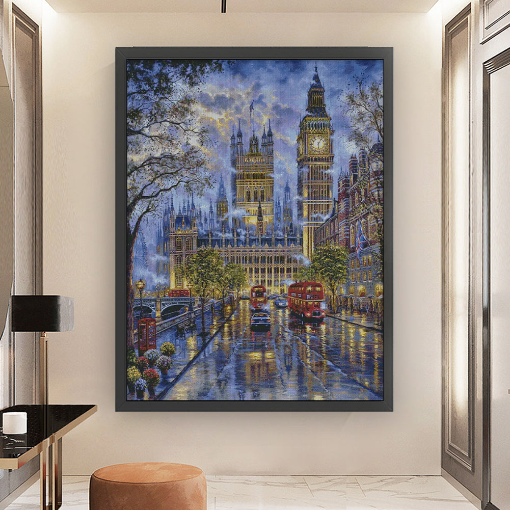 London Impression Of Big Ben - 14CT Stamped Cross Stitch 75*95CM(Fairy Brand)