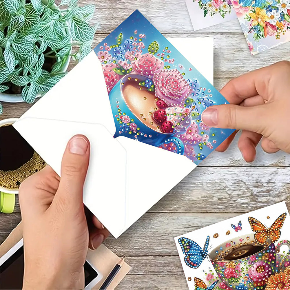 6PCS DIY Rhinestone Diamond Art Mosaic Postcards for Festivals and Celebrations