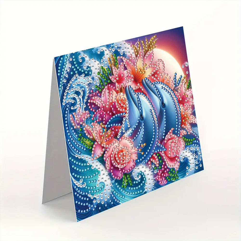 6PCS DIY Rhinestone Diamond Art Mosaic Postcards for Festivals and Celebrations