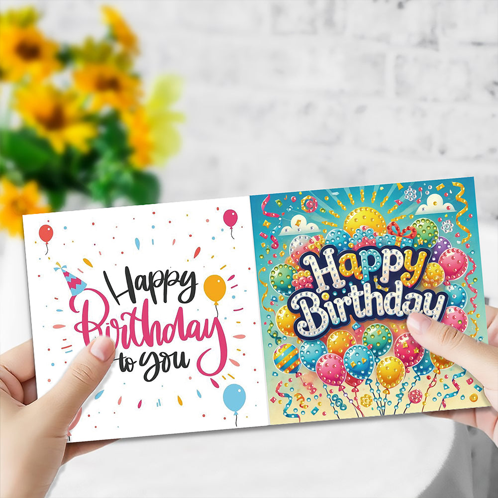 6PCS DIY Rhinestone Diamond Art Mosaic Postcards for Festivals and Celebrations