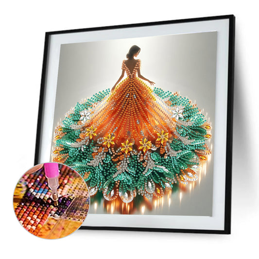 Gorgeous Skirt Girl - Special Shaped Drill Diamond Painting 30*30CM