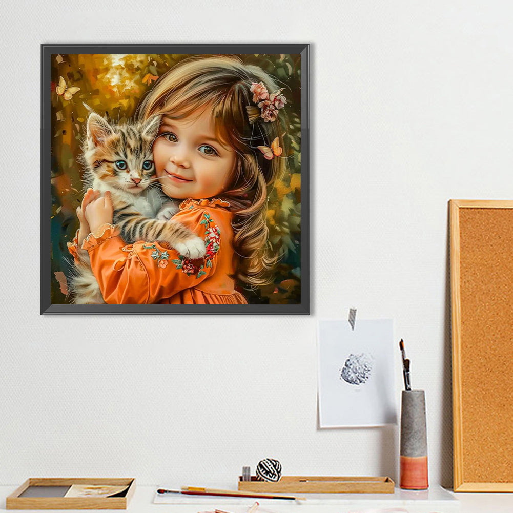 Cute Little Girl - Full Round Drill Diamond Painting 40*40CM