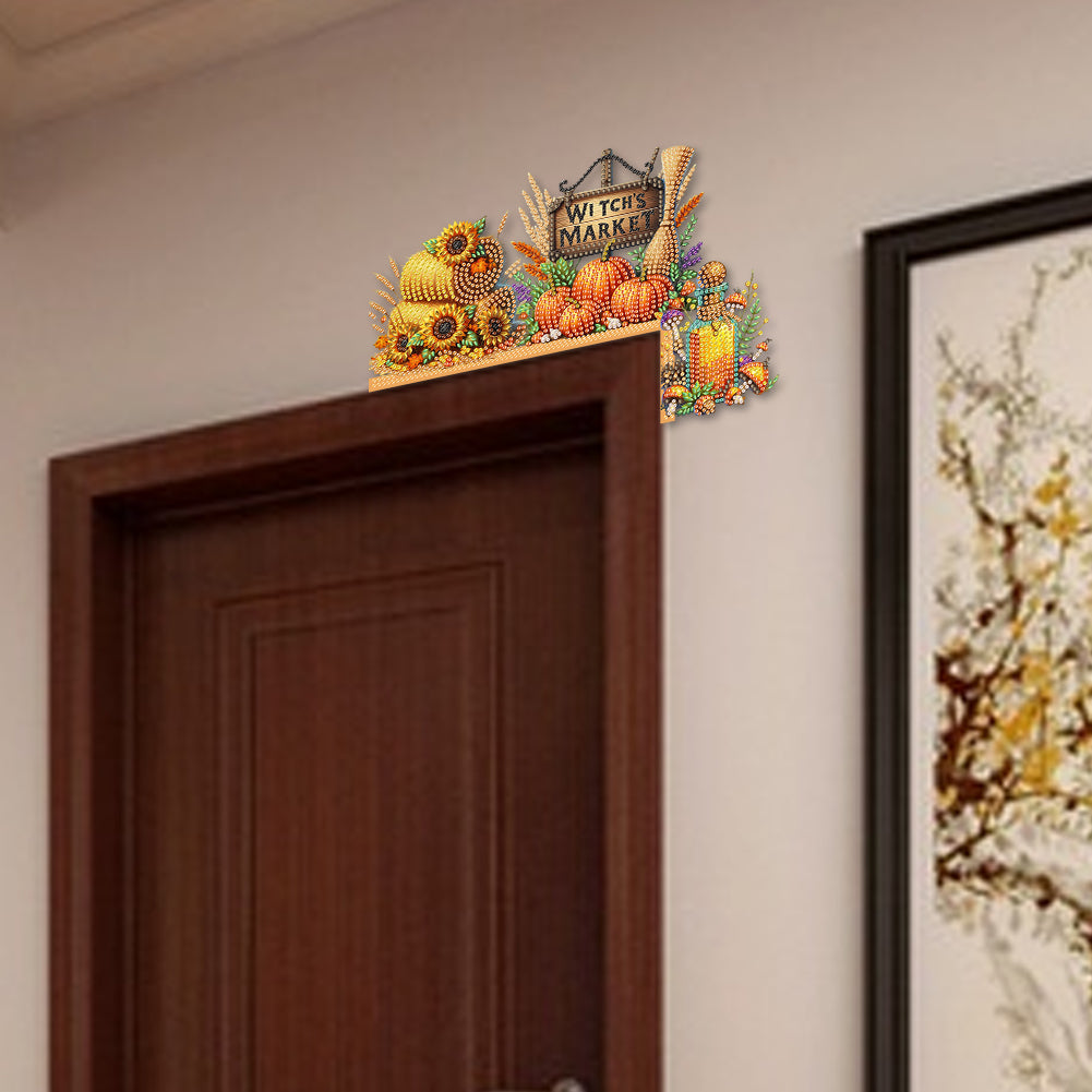 Cat Diamond Art Door Right Angle Sign 5D DIY Wooden Door Topper for Party Favors