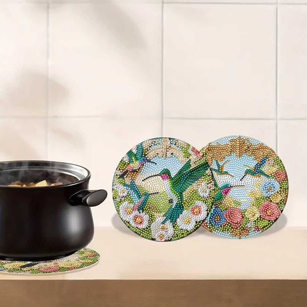 Diamond Crafts Projects Flowers Round Diamond Painting Table Mats for Home Decor