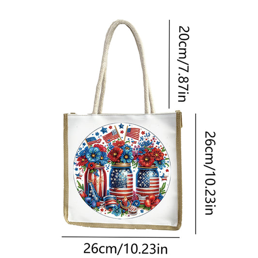 5D Diamond Painting Handbag DIY Linen Shopping Storage Bag Reusable Grocery Bag