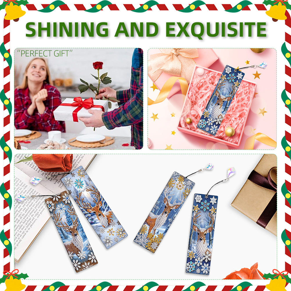 Christmas Winter Diamond Painting Diary Book with Crystal Pendant Bookmark Gifts