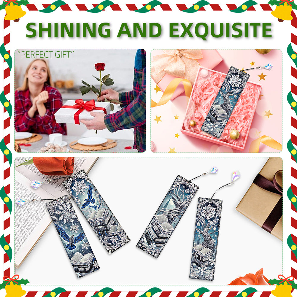 Christmas Winter Diamond Painting Diary Book with Crystal Pendant Bookmark Gifts