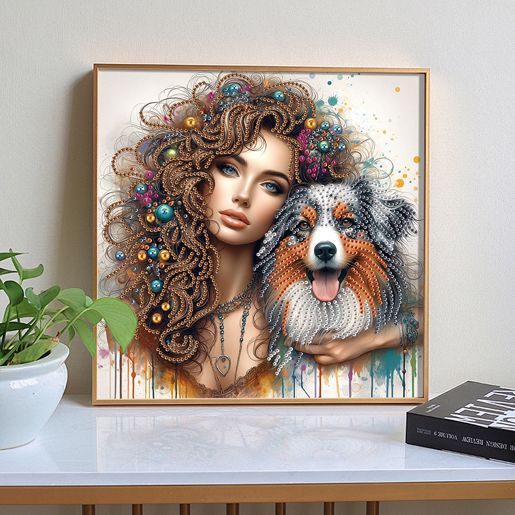 Girl And Puppy - Special Shaped Drill Diamond Painting 30*30CM