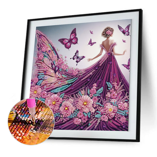 Elegant Girl With Beautiful Skirt - Special Shaped Drill Diamond Painting 30*30CM