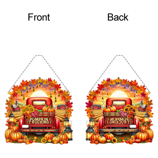 Fall Truck Theme 2D/Flat DIY Diamond Art Pendant Wall Decor for Home & Windows