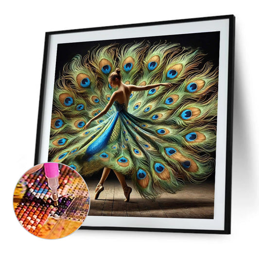 Peacock Girl - Full Round Drill Diamond Painting 40*40CM