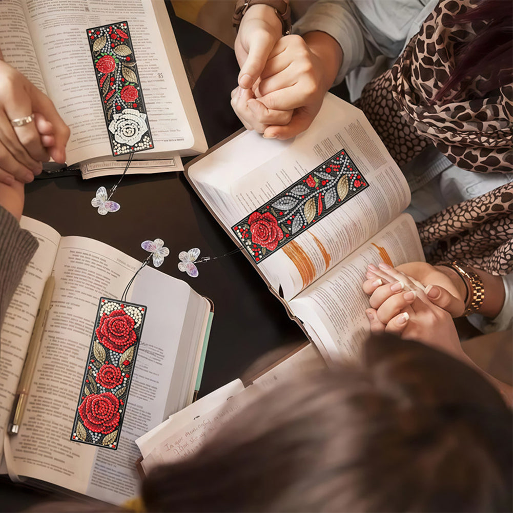 3Pcs Flower Patterns DIY Diamond Painting Art Bookmarks for Reading Enthusiasts