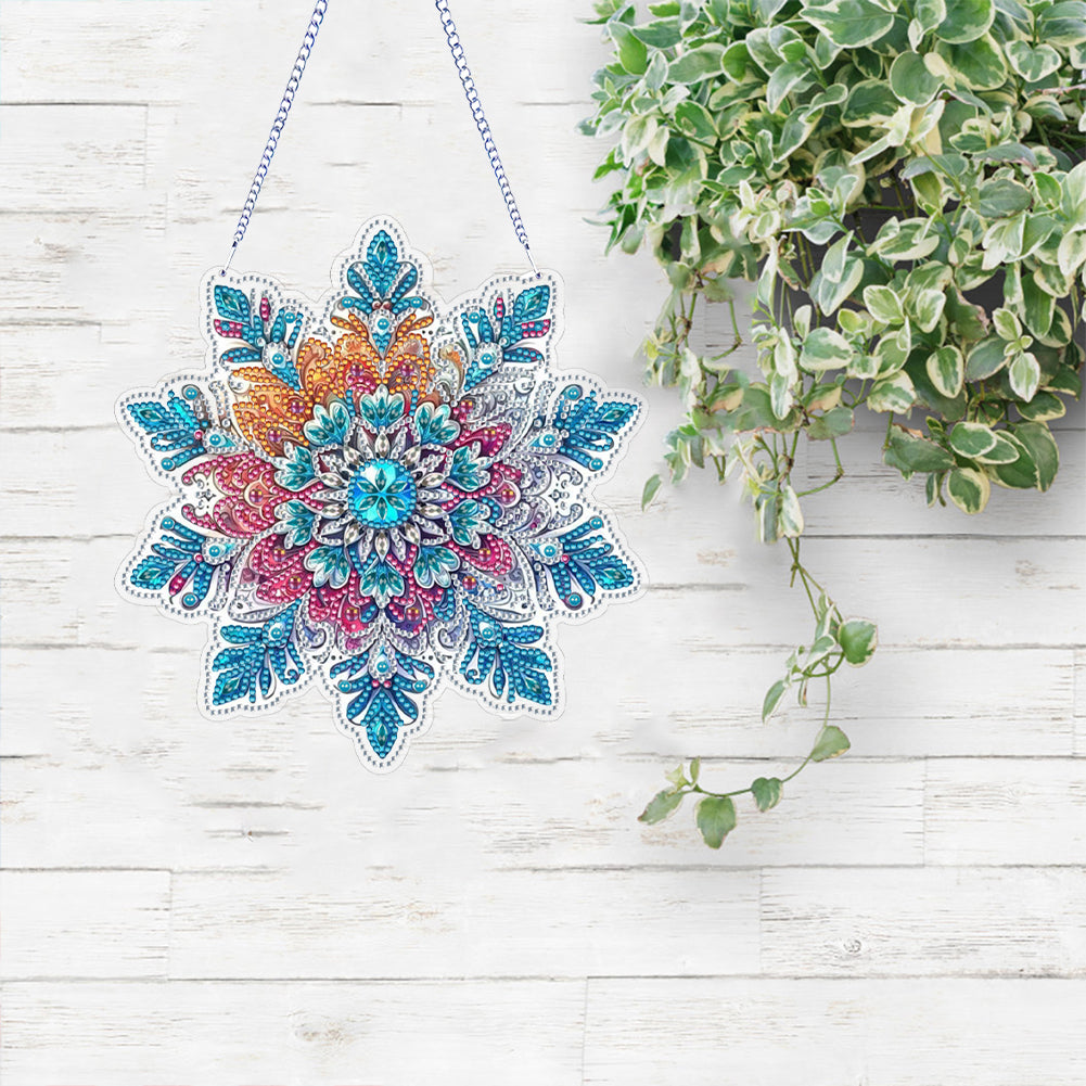 Snowflake Theme 2D/Flat DIY Hanging Diamond Art Kits Home Wall Decoration Crafts