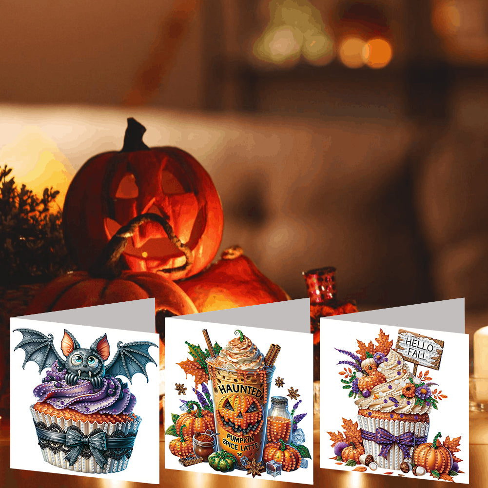 6PCS DIY Diamond Art Greeting Cards Halloween Designs for Halloween and Holidays