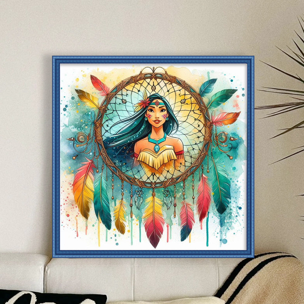 Dream Catcher Girl - 11CT Stamped Cross Stitch 40*40CM