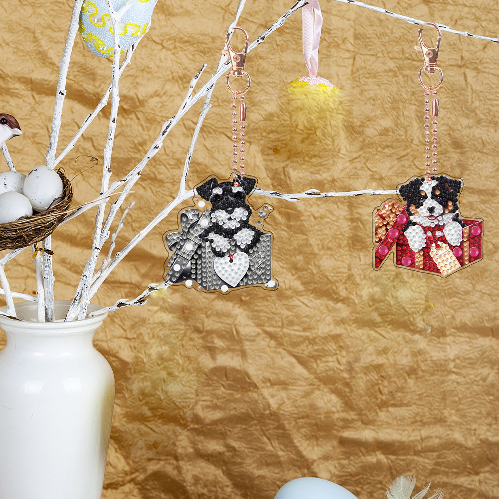 Double Sided Special Shape Animals Diamond Art Craft Keychain for Party Supplies