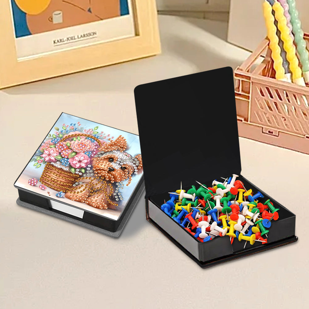 Leather Animals Diamond Painting Notecard Box Flowers Gem Art Sticky Note Holder