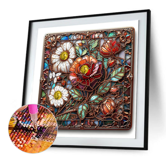 Glass Flower - Special Shaped Drill Diamond Painting 30*30CM