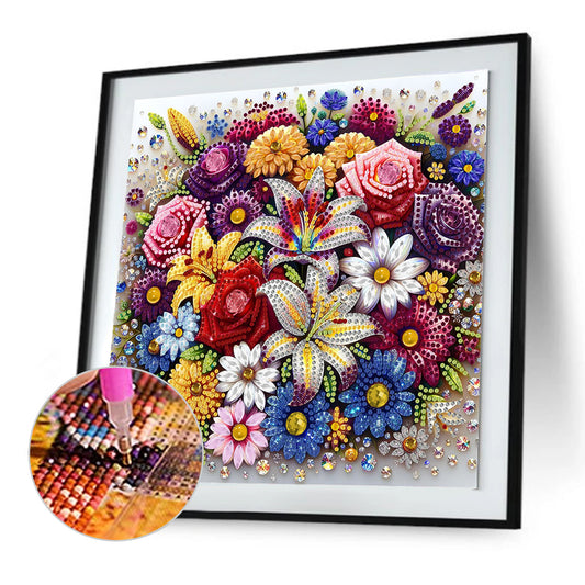 Blooming Flower - Special Shaped Drill Diamond Painting 30*30CM