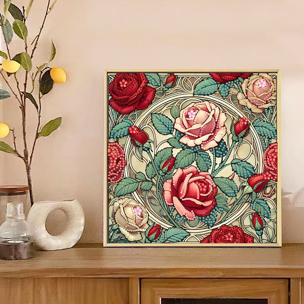 Blooming Flowers - Special Shaped Drill Diamond Painting 30*30CM