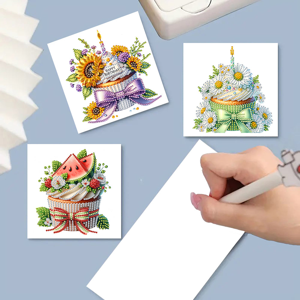 6PCS DIY Diamond Art Greeting Cards Drinks Pattern Congratulations Cards & Gifts