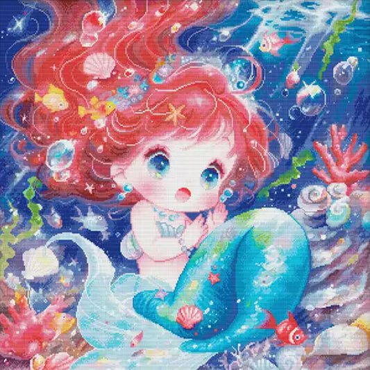 Mermaid Princess - 14CT Stamped Cross Stitch 65*65CM£¨Egyptian cotton£©£¨Spring£©