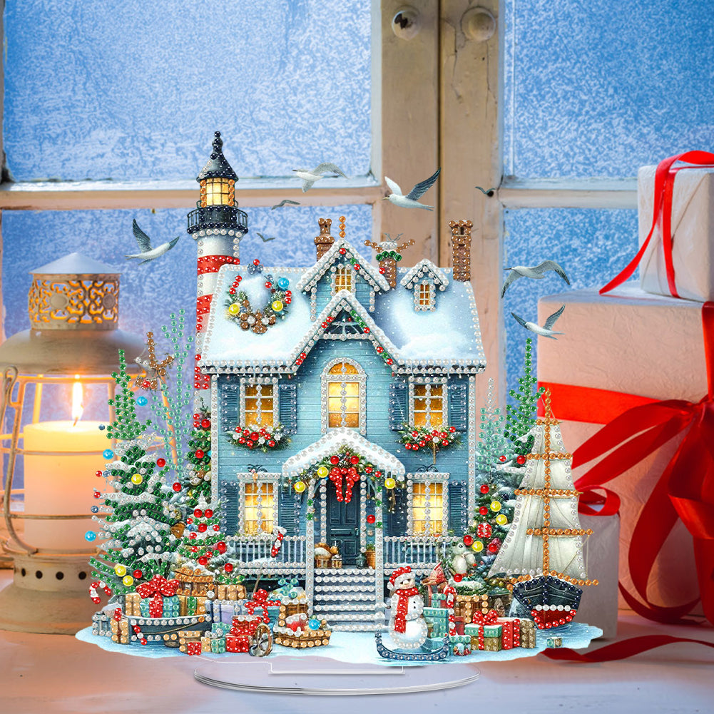 2D Flat Xmas DIY Desktop Diamond Art Kits Diamond Painting Desktop Ornaments Kit