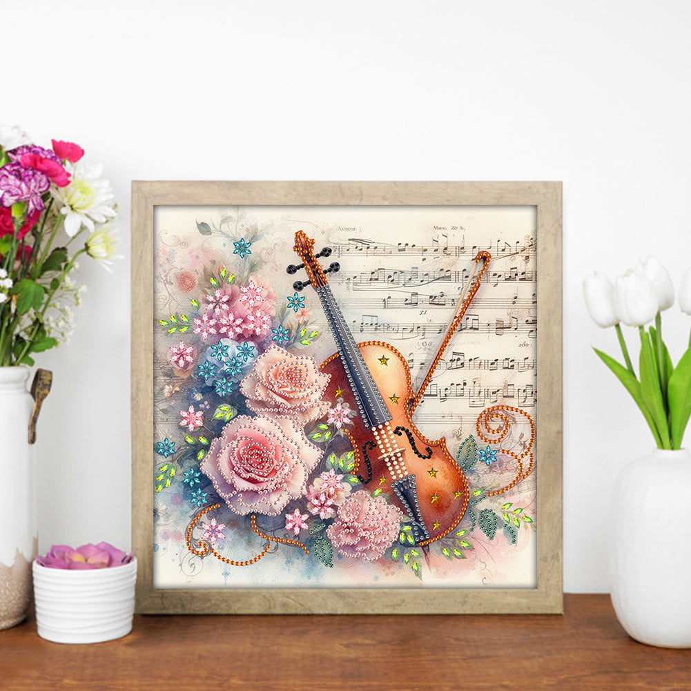 Violin And Rose - Special Shaped Drill Diamond Painting 30*30CM