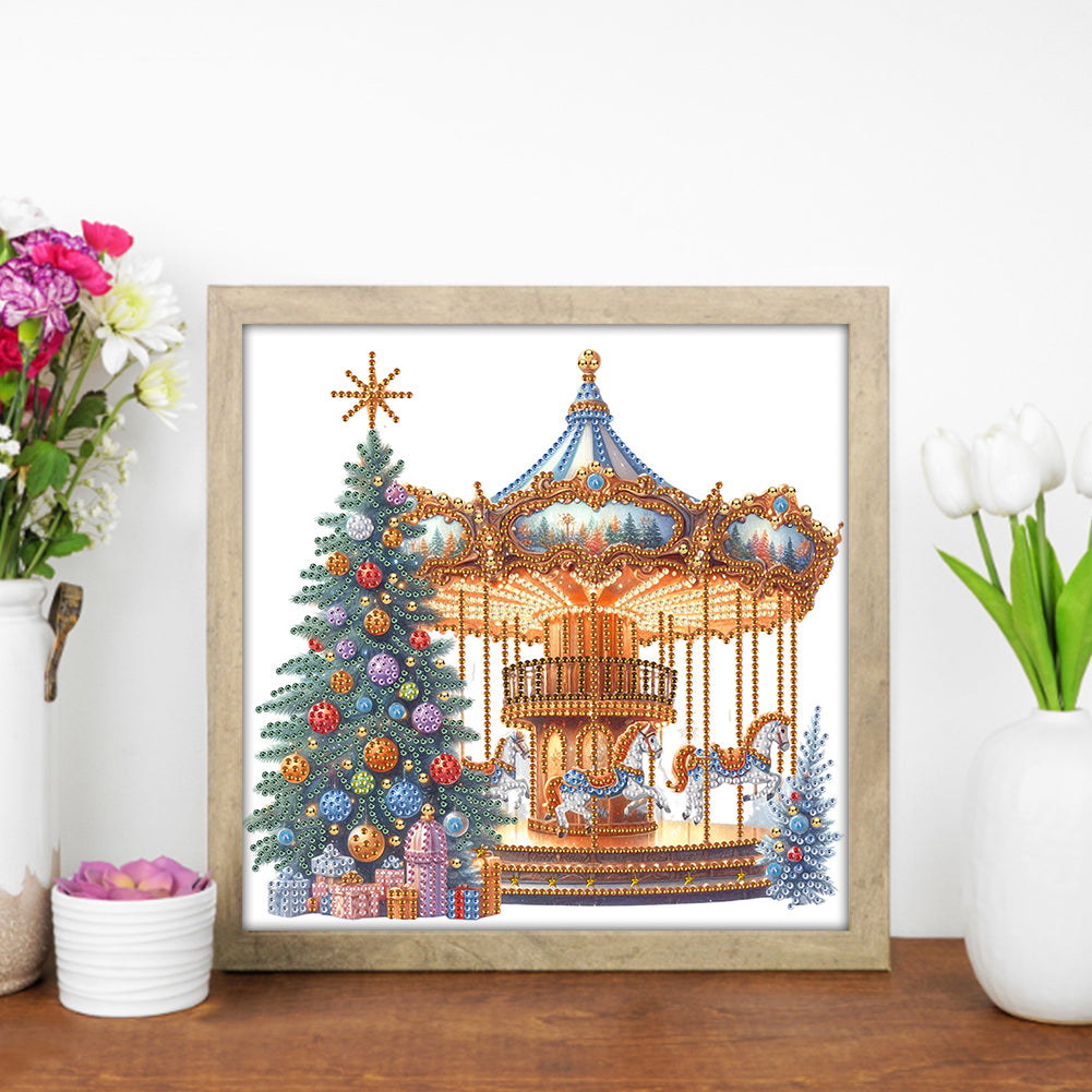 Christmas Tree And Carousel - Special Shaped Drill Diamond Painting 30*30CM