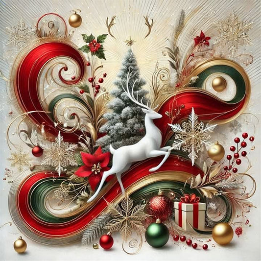 Christmas Tree Elk - 11CT Stamped Cross Stitch 40*40CM