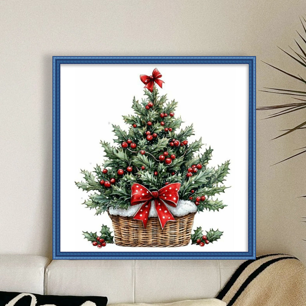 Christmas Tree Basket - 11CT Stamped Cross Stitch 40*40CM