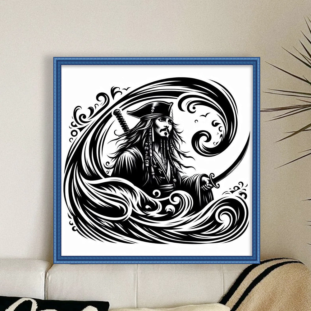 Silhouette Pirate Ship Captain - 11CT Stamped Cross Stitch 40*40CM