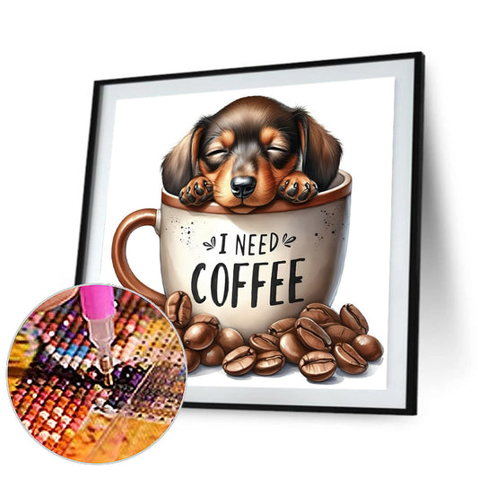 Coffee Puppy - Full Round Drill Diamond Painting 30*30CM