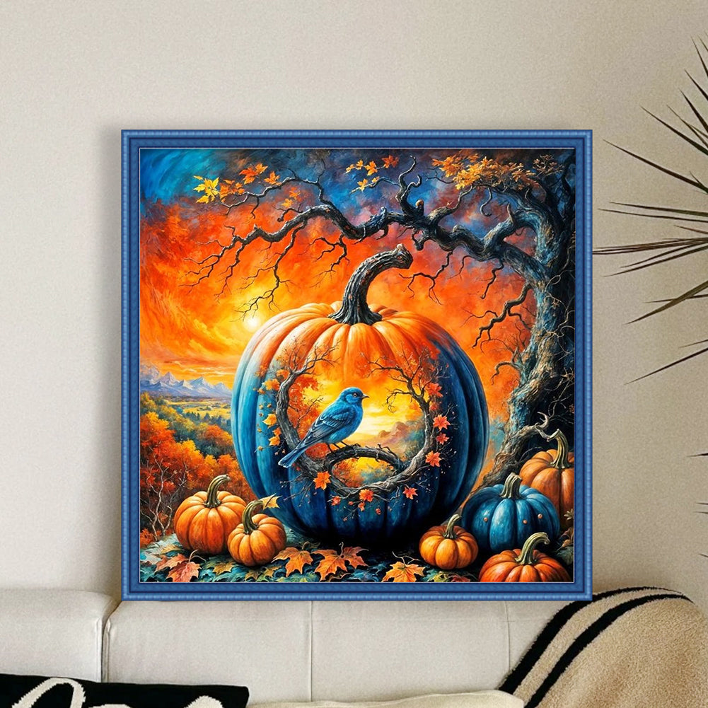 Pumpkin Silhouette Crow - 11CT Stamped Cross Stitch 40*40CM